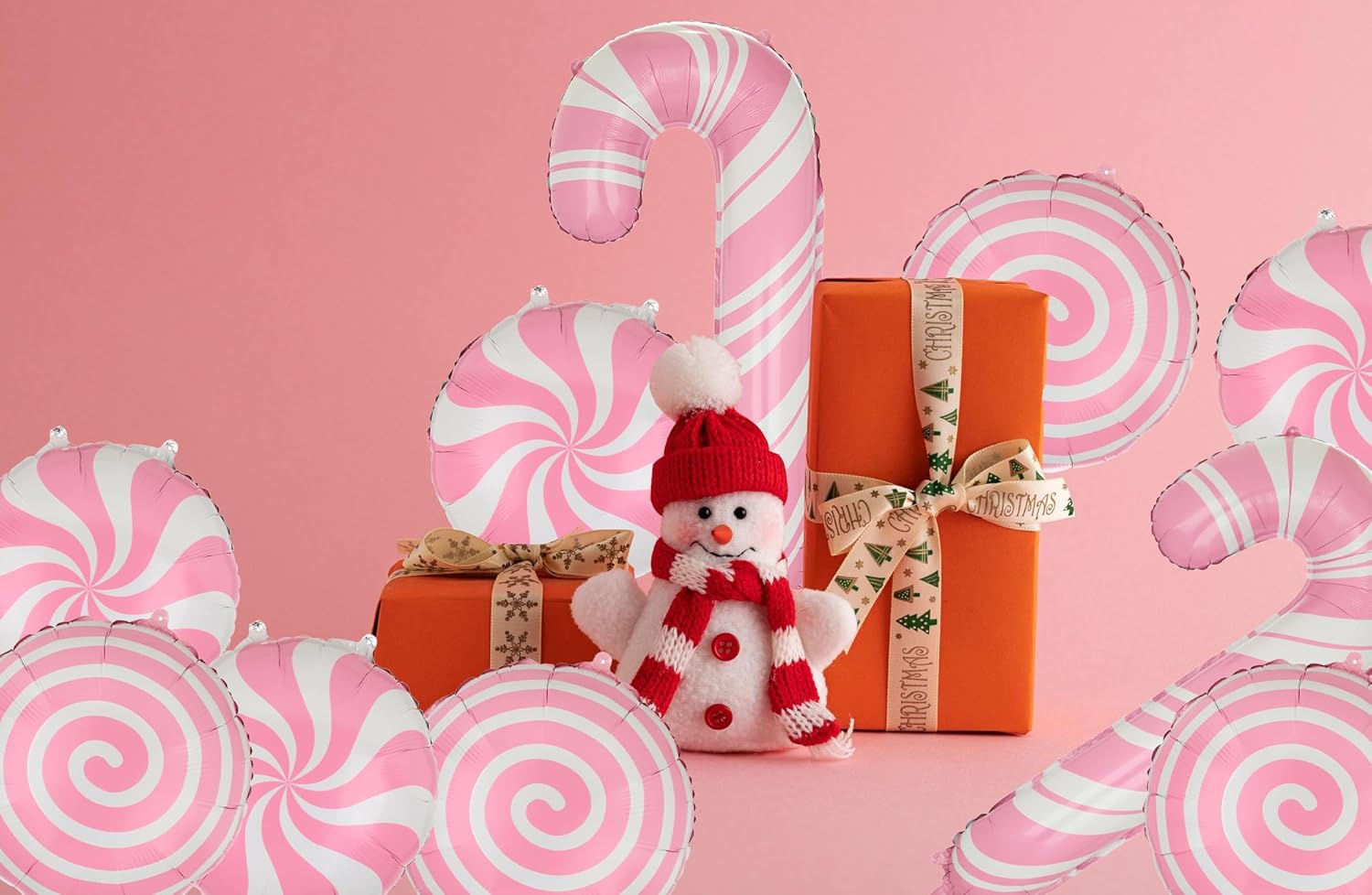 GGDE Pink Candy Balloons Set - 10 Pcs, Includes Windmill, Swirl & Candy Cane Balloons, Perfect for Christmas, Birthday & Baby Showers, Unisex, All Ages